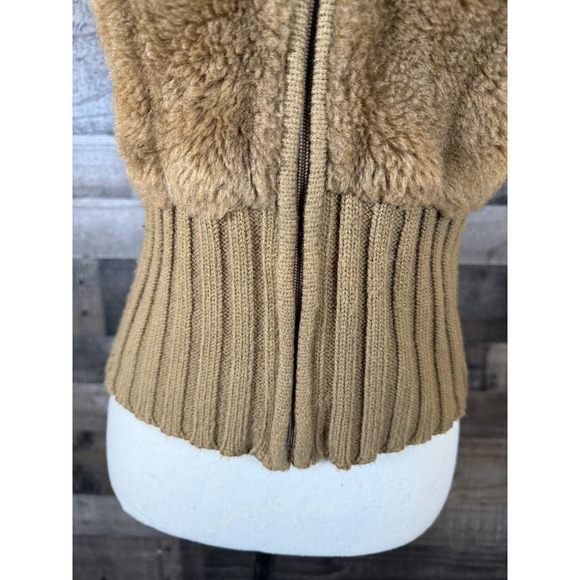 New Direction Boho Brown Sweater Vest Womens Small Faux Fur Hippie Cottage Y2K - Picture 3 of 5